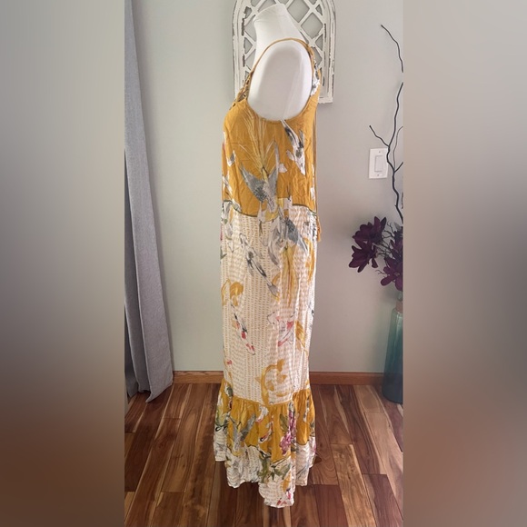 Anthropologie One September Paradiso Gold Koi Embroidered Maxi Dress Size XS - Picture 6 of 15